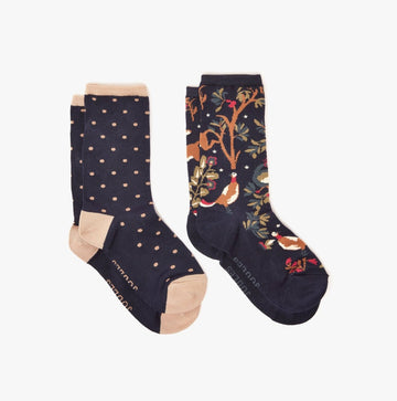 Joules EVERYDAY 2 - Pack Womens Socks Navy Wood - Shuperb