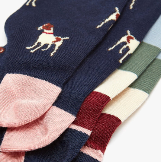 Joules EVERYDAY 2 - Pack Womens Socks Navy Patch - Shuperb