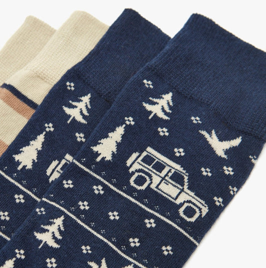 Joules KINGSBURY 2 - Pack Mens Socks Navy Car - Shuperb