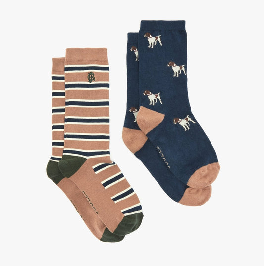 Joules KINGSBURY 2 - Pack Mens Socks Navy Camel - Shuperb