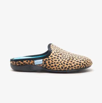 Lunar GHANA Ladies Mule Slippers Cheetah Brown - Shuperb