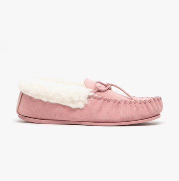 Mokkers EMILY Ladies Moccasin Slippers Pink - Shuperb