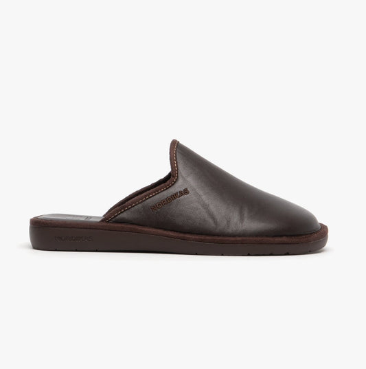 Nordikas 136 (DUBLIN) Mens Leather Mule Slippers Moka - Shuperb