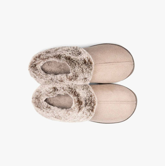 Padders FLORRIE Womens (EE Fit) Mule Slippers Taupe Combi - Shuperb