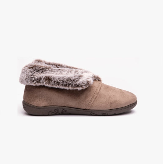 Padders ESME Womens Boot Slippers Taupe Combi - Shuperb