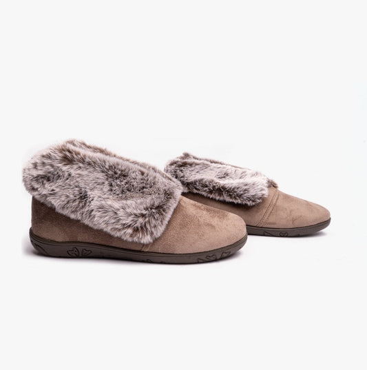 Padders ESME Womens Boot Slippers Taupe Combi - Shuperb