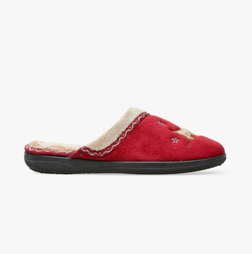 Padders SCOTTY Ladies (EE Fit) Mule Slippers Red - Shuperb