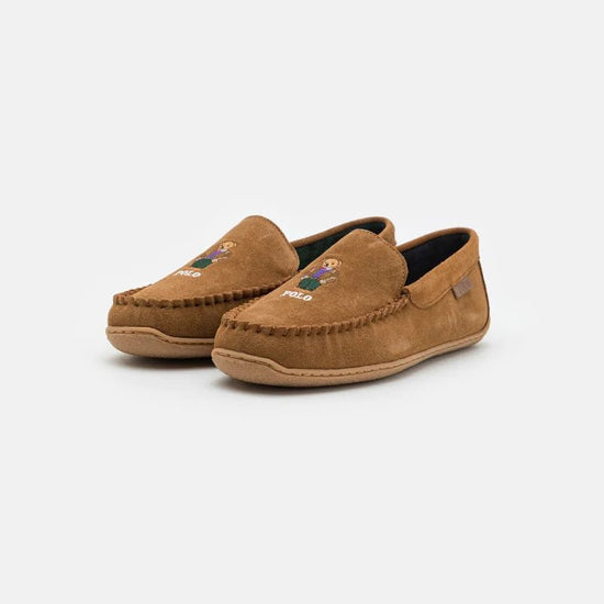 Polo Ralph Lauren BRENAN POLO BEAR Mens Moccasin Slippers Brown - Shuperb