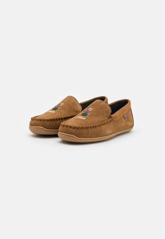 Polo Ralph Lauren BRENAN POLO BEAR Mens Moccasin Slippers Brown - Shuperb