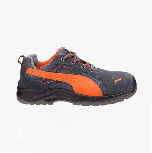 Puma Safety OMNI FLASH LOW Mens Suede Safety Trainers Orange/Grey - Shuperb