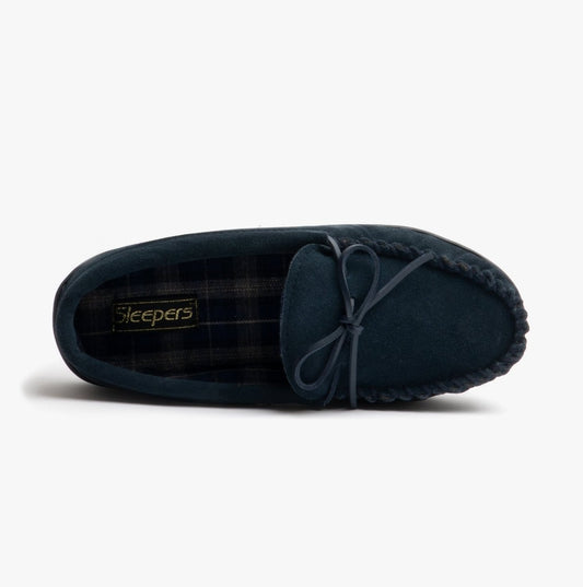 Sleepers Mens Slippers Navy Blue - Shuperb