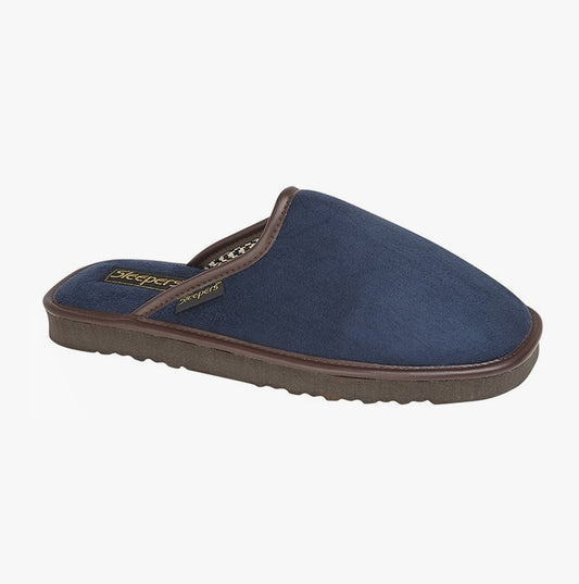 Sleepers Sleepers Mens Textile Mule Slippers Navy - Shuperb