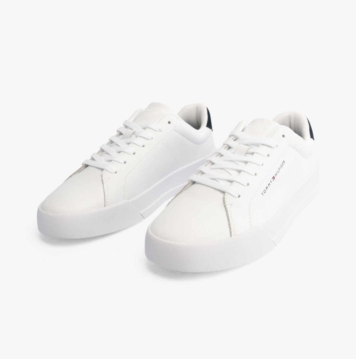 Tommy Hilfiger ESSENTIAL PEBBLE GRAIN COURT Mens Trainers White/Desert Sky - Shuperb