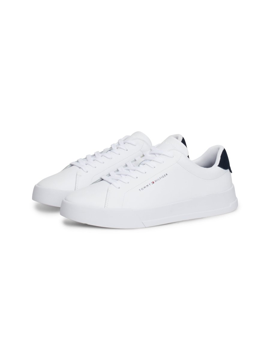 Tommy Hilfiger ESSENTIAL PEBBLE GRAIN COURT Mens Trainers White/Desert Sky - Shuperb