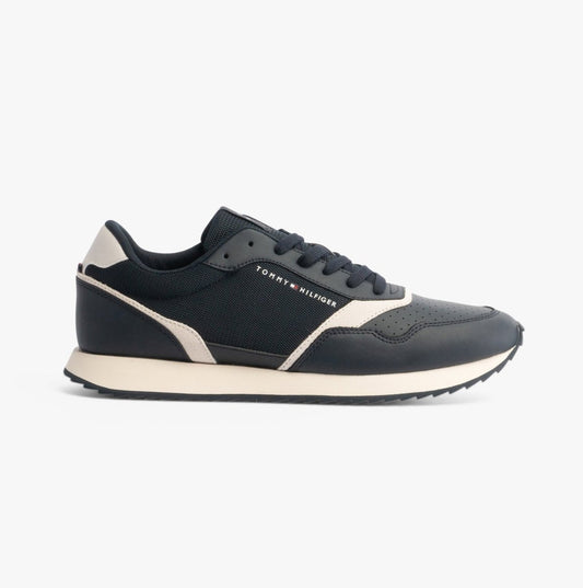 Tommy Hilfiger LEATHER SERRATED RUNNER Mens Trainers Desert Sky - Shuperb