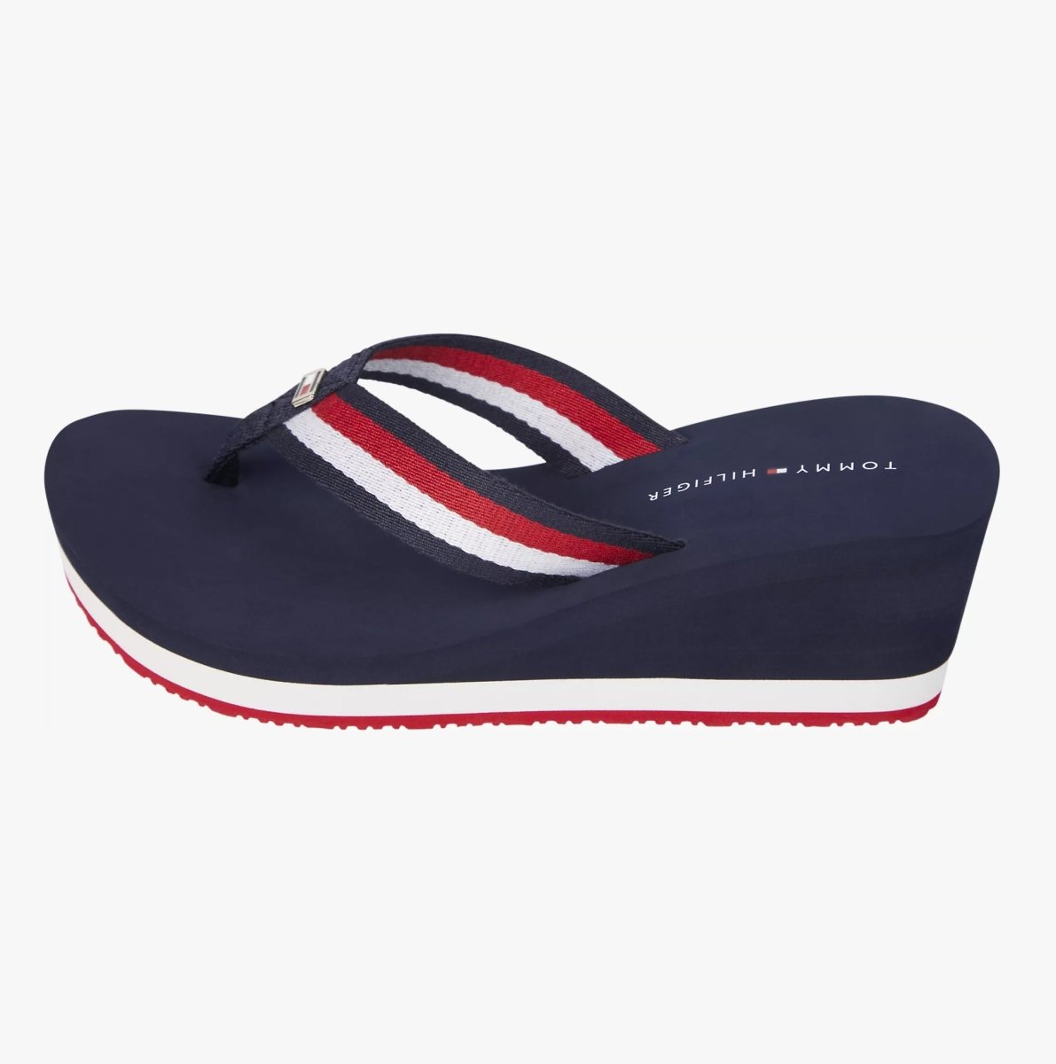 Tommy Hilfiger CORPORATE WEDGE Womens Flip Flops Red White Blue - Shuperb