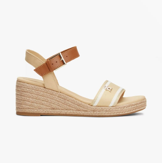 Tommy Hilfiger WEBBING WEDGE SANDAL Womens Espadrilles Harvest Wheat - Shuperb