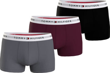 Tommy Hilfiger 3 Pack Mens Underwear Fossil Grey/D Burgundy/Black - Shuperb