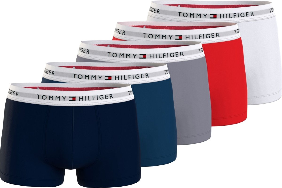 Tommy Hilfiger 5 Pack Mens Underwear D Sky/Dp Ind/A Silver/ Frwks/White - Shuperb