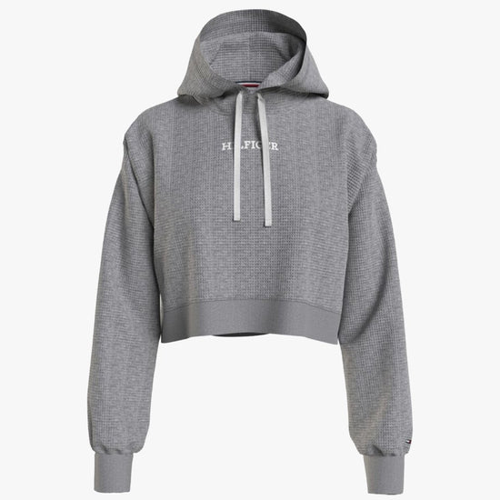 Tommy Hilfiger LONG SLEEVE HOODIE Womens Hoodie Light Grey Heather - Shuperb