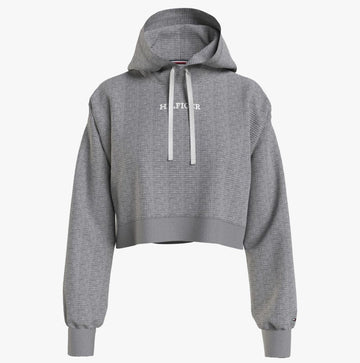 Tommy Hilfiger LONG SLEEVE HOODIE Womens Hoodie Light Grey Heather - Shuperb