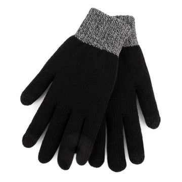 Totes Toasties STRETCH KNITTED SMARTOUCH Mens Gloves Black - Shuperb