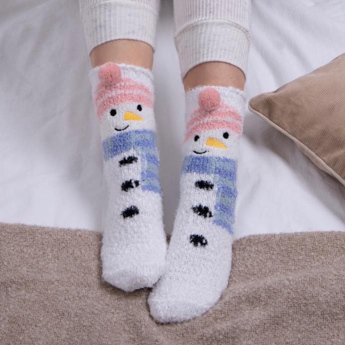 Totes Toasties Novelty Super Soft Slipper Socks Womens Socks Snowman - Shuperb