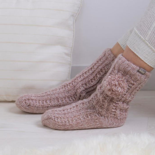 Totes Toasties Luxury Sparkle Slipper Socks Womens Socks Pink - Shuperb