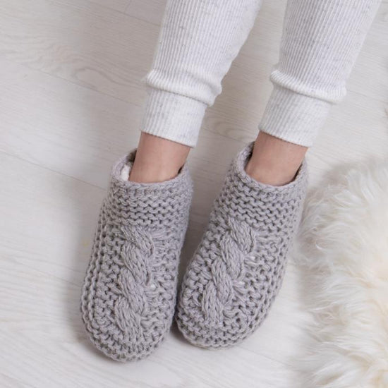 Totes Toasties CHUNKY KNIT Womens Booties Grey - Shuperb