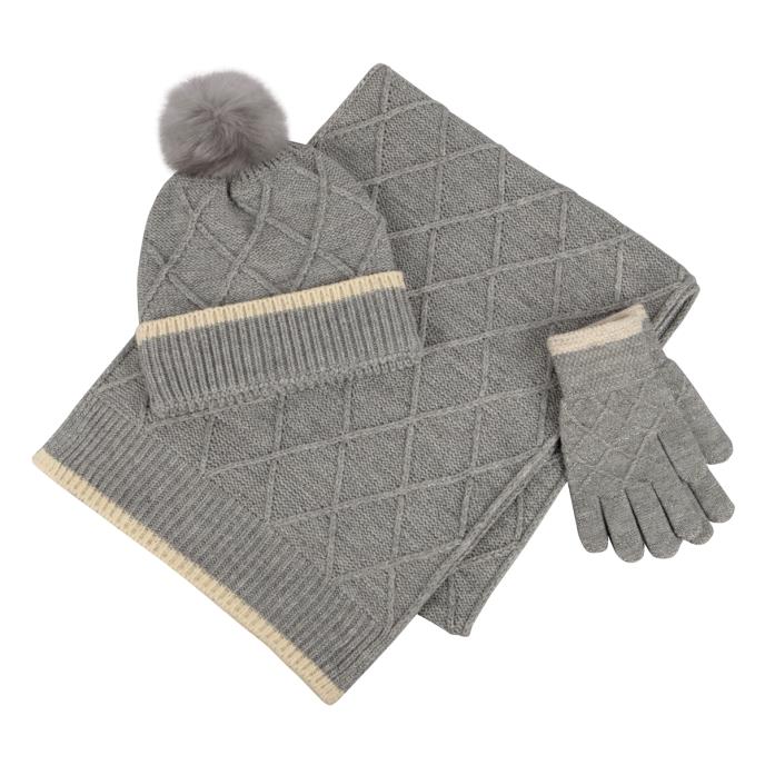 Totes Toasties Hat Scarf & Glove Set Womens Grey - Shuperb