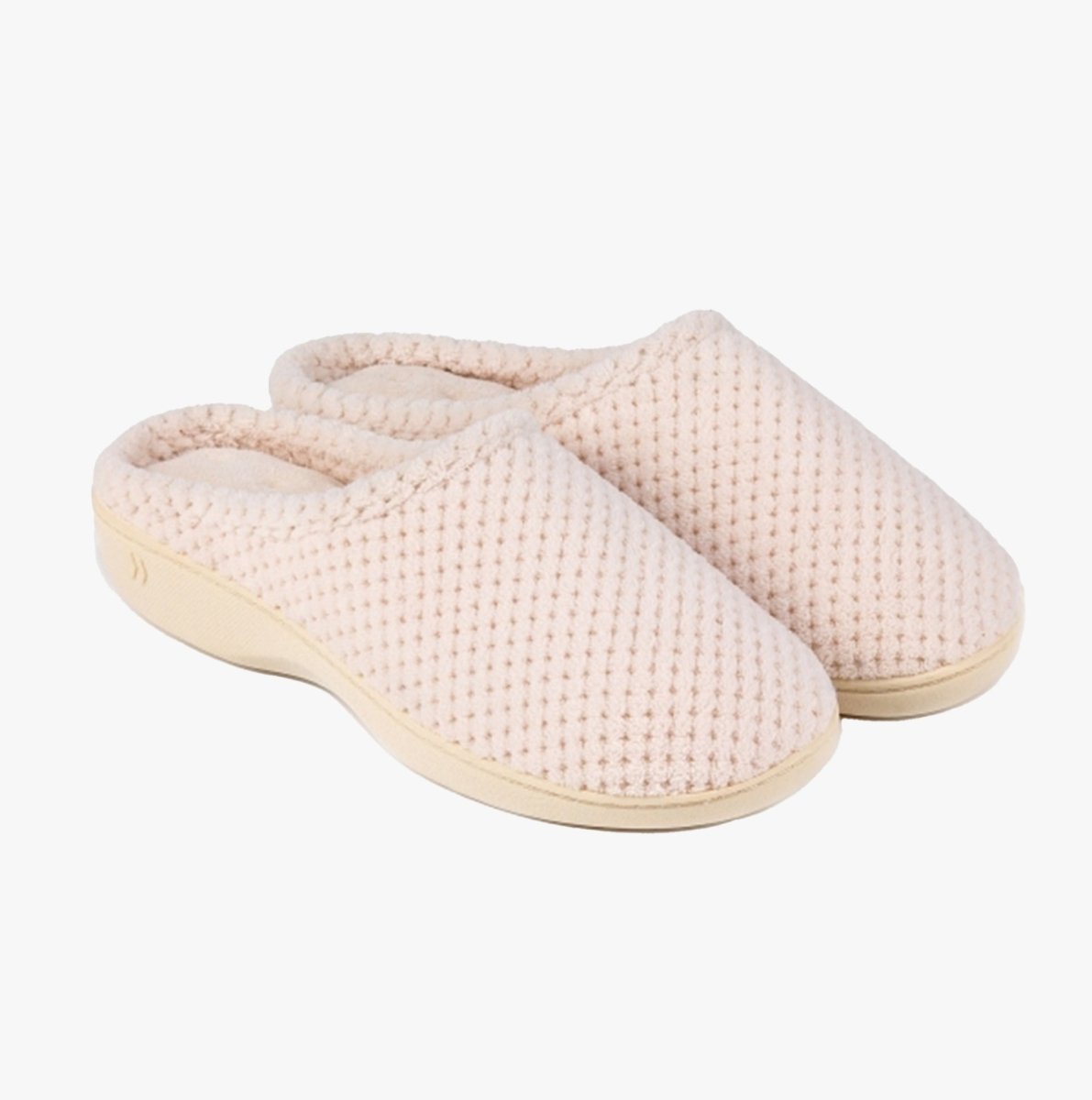 Totes Isotoner POPCORN TERRY Ladies Mule Slippers Natural - Shuperb