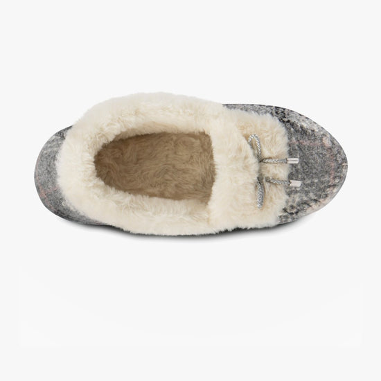 Totes Toasties BRUSHED CHECK Womens Moccasin Slippers Grey - Shuperb