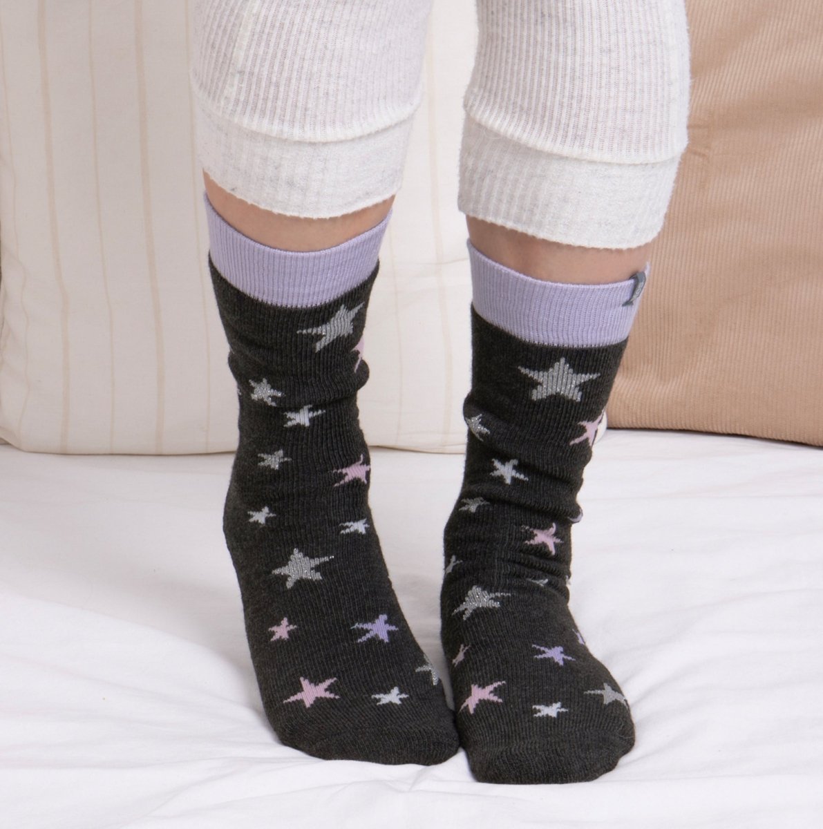 Totes Toasties Original Slipper Socks (Twin Pack) Womens Socks Penguin / Star - Shuperb