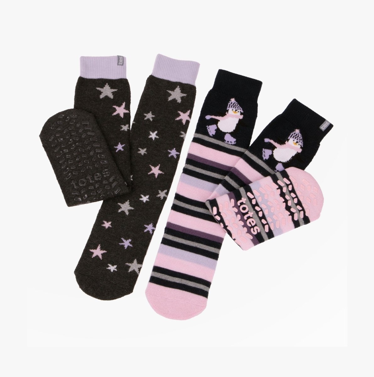 Totes Toasties Original Slipper Socks (Twin Pack) Womens Socks Penguin / Star - Shuperb