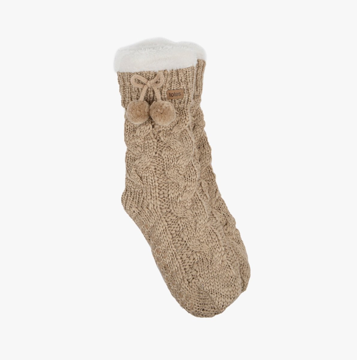 Totes Toasties Chunky Knit Womens Socks Oat - Shuperb