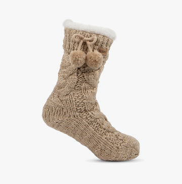 Totes Toasties Chunky Knit Womens Socks Oat - Shuperb