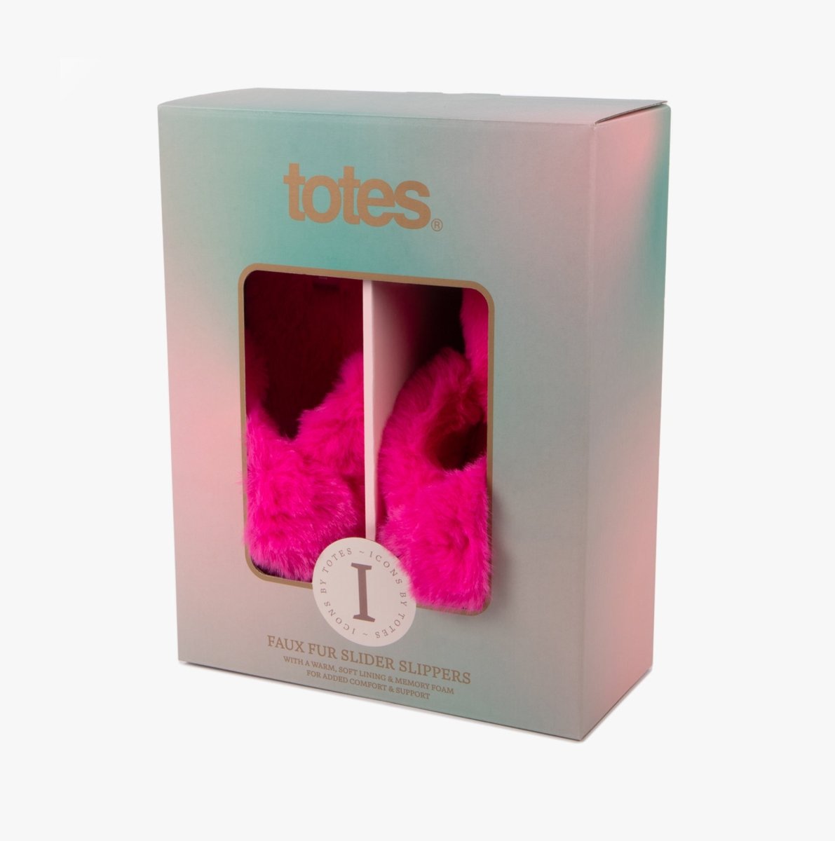 Totes Toasties PLUSH FAUX FUR CROSS OVER Sliders Womens Bright Pink - Shuperb