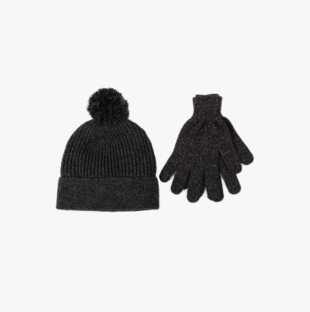 Totes Toasties Hat & Glove Set Mens Black / Grey - Shuperb