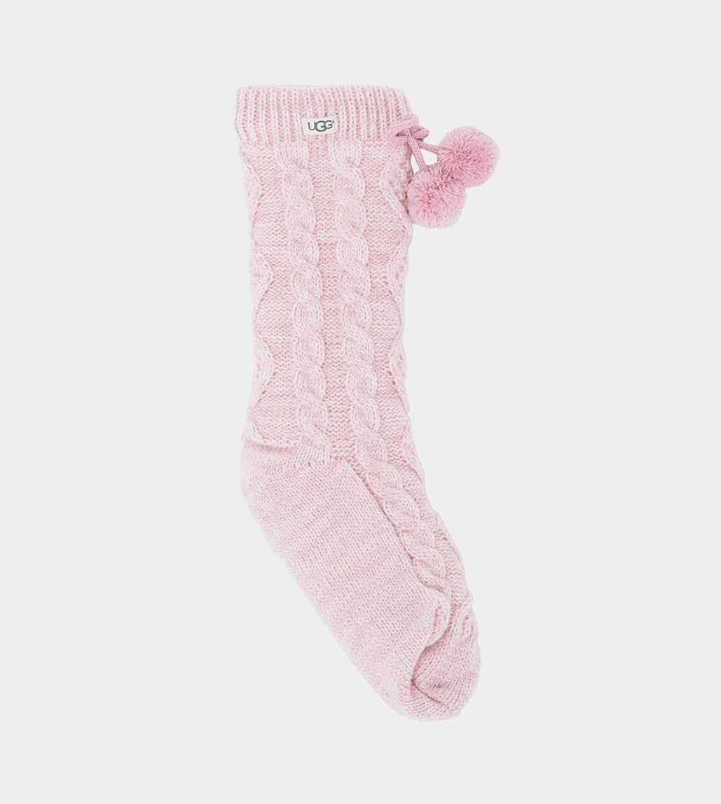 UGG POM POM FLEECE LINED Womens Socks Seashell Pink - Shuperb