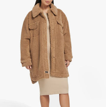 UGG FRANKIE UGGFLUFF Womens Shirt Jacket Camel - Shuperb