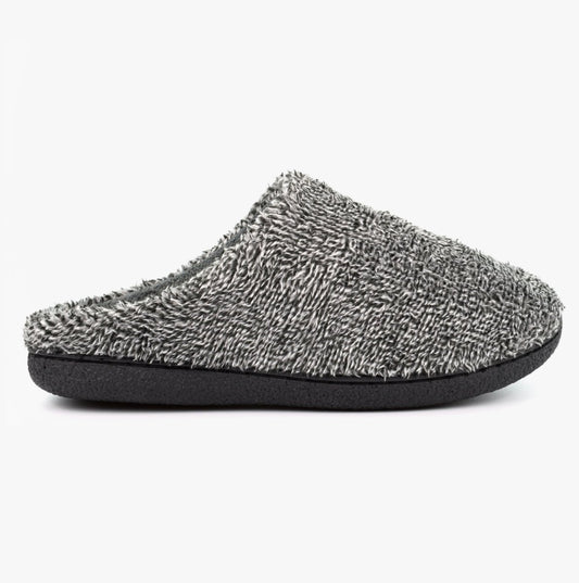 Zedzzz NOAH Mens Plush Velour Mule Slippers Grey - Shuperb