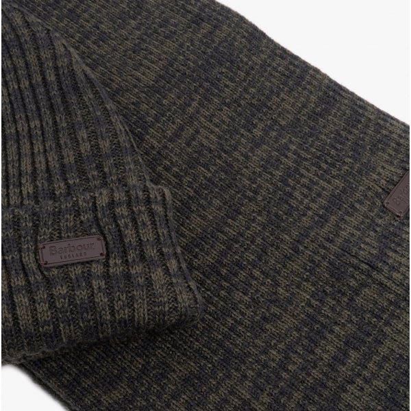 Barbour CRIMDON BEANIE & SCARF Mens Gift Set Olive Twist - Shuperb