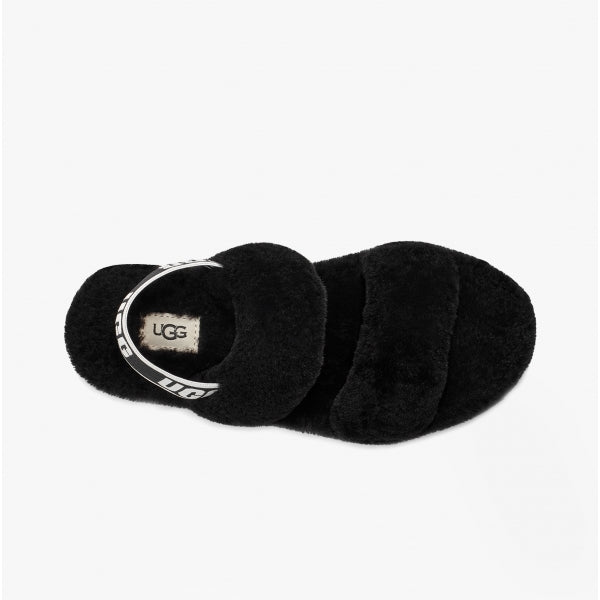 UGG OH YEAH Ladies Sheepskin Slingback Slippers Black - Shuperb