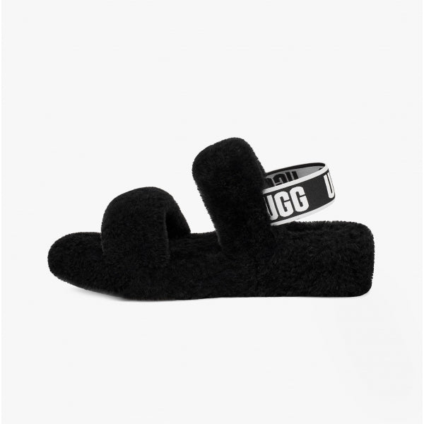 UGG OH YEAH Ladies Sheepskin Slingback Slippers Black - Shuperb